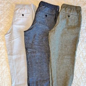 Linen Chino Banana Republic Men’s 30x30 Pants. Khaki, Denim and Sage.